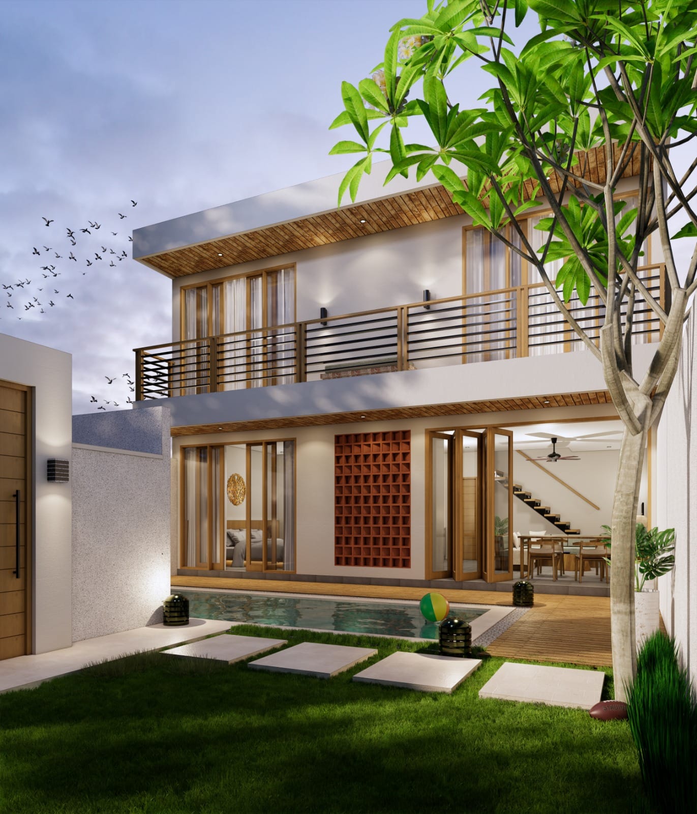 Rendering Rumah 2 Lantai Malam